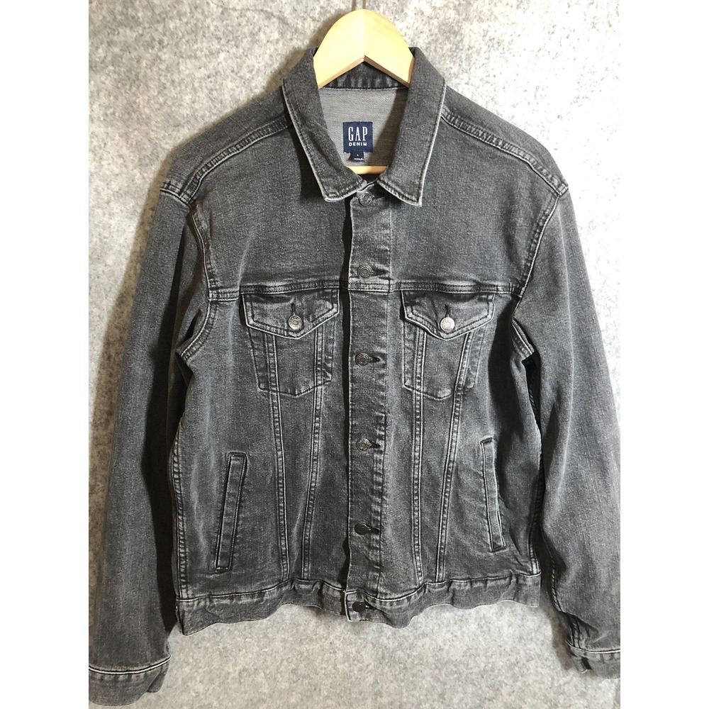 Vintage Gap Jacket Mens Large Black Stonewash Denim Trucker 90s Y2K Classic